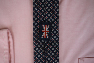 The Andover Shop Navy English Twill Silk Tie w/ Red Foulard Print