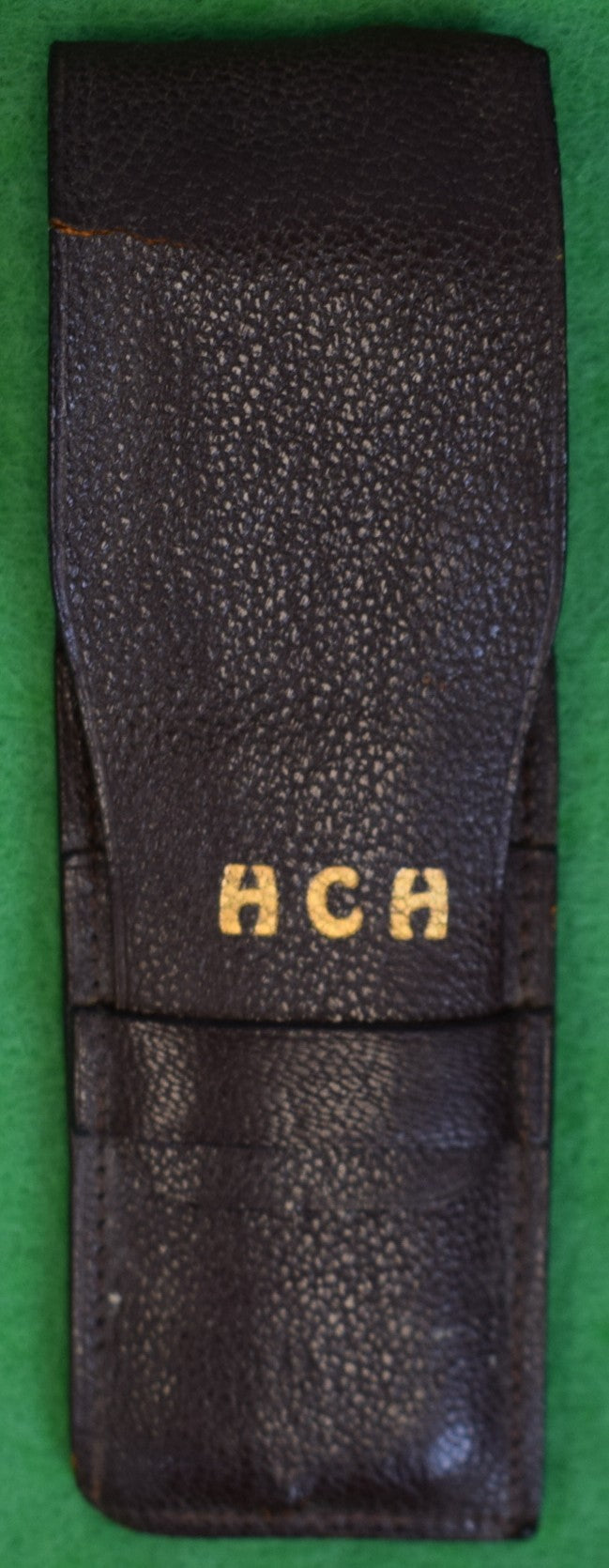 "Mark Cross England 'HCH' Leather Case w/ Tortoise Comb & Sterling File" (SOLD)