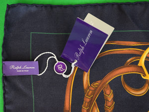 Ralph Lauren Purple Label Equestrian Print Silk Pocket Square (NWT)