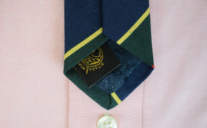 "O'Connell's x Atkinsons Irish Poplin Wool/ Silk Navy Argyll & Sutherland Regimental Stripe Tie" (NWOT)