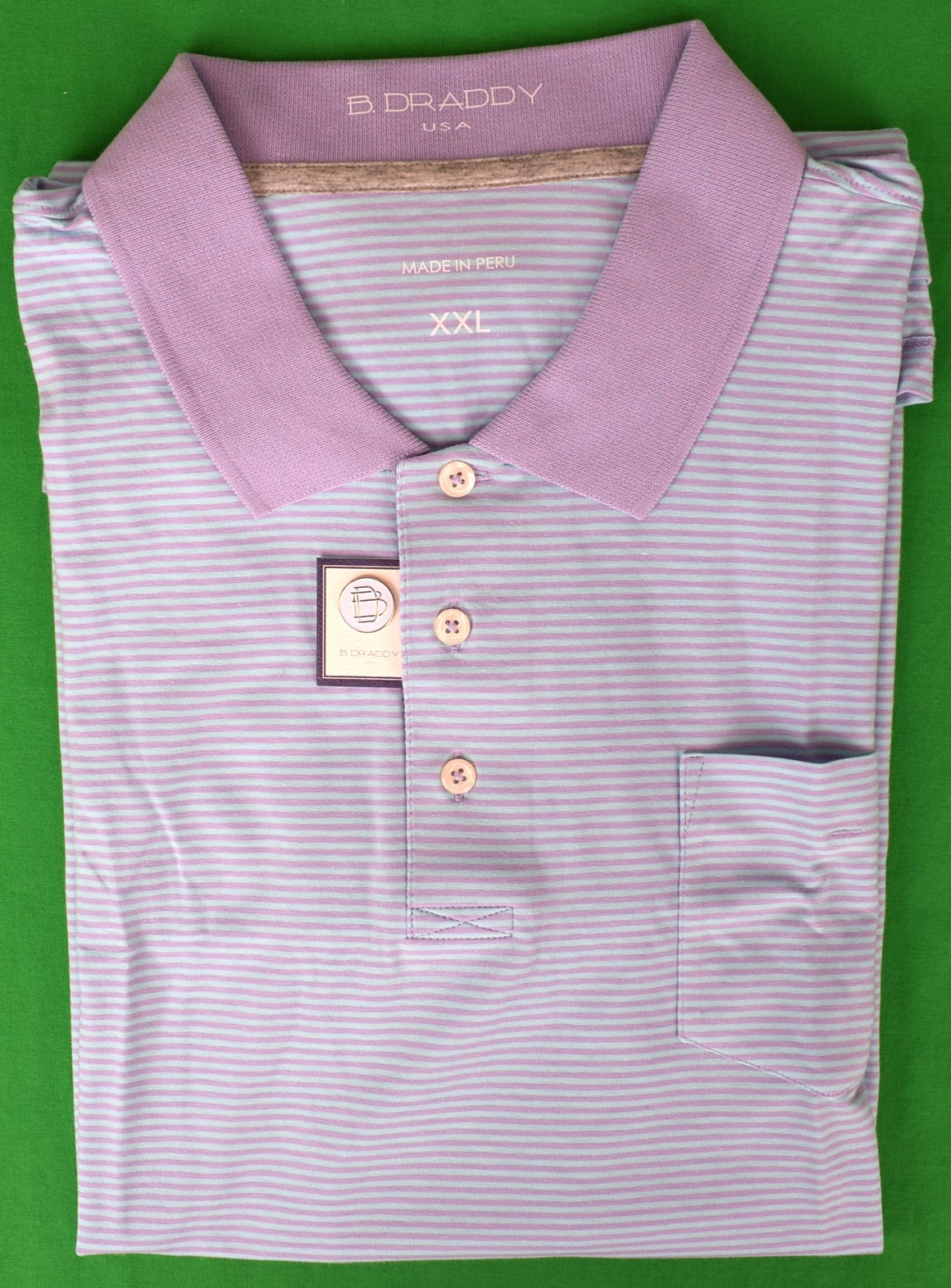 "B. Draddy Purple/Blue S/S Stripe Golf Shirt" Sz: XXL (NWT)