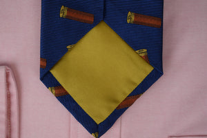 "Seaward & Stearn Royal Blue w/ Red Shotgun Shells English Silk Club Tie"