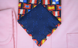 "Gucci Italy Yachting Signal Flags Navy Silk Club Tie"