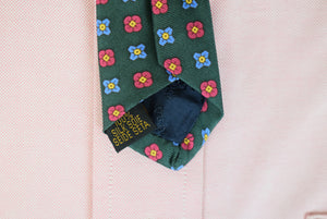 O'Connell's x Atkinsons English Green Silk w/ Red/ Blue Foulard Print Tie (NWOT)