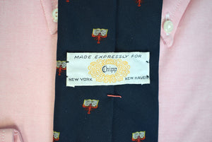 "Chipp Navy Club Tie w/ Red Lobster Reading Menu"