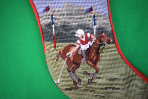 "Polo Player Christmas Hand-Needlepoint Stocking" (NWT)