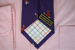 "Cordings English Purple Silk w/ Red Hunting Fox Club Tie" (NWOT)