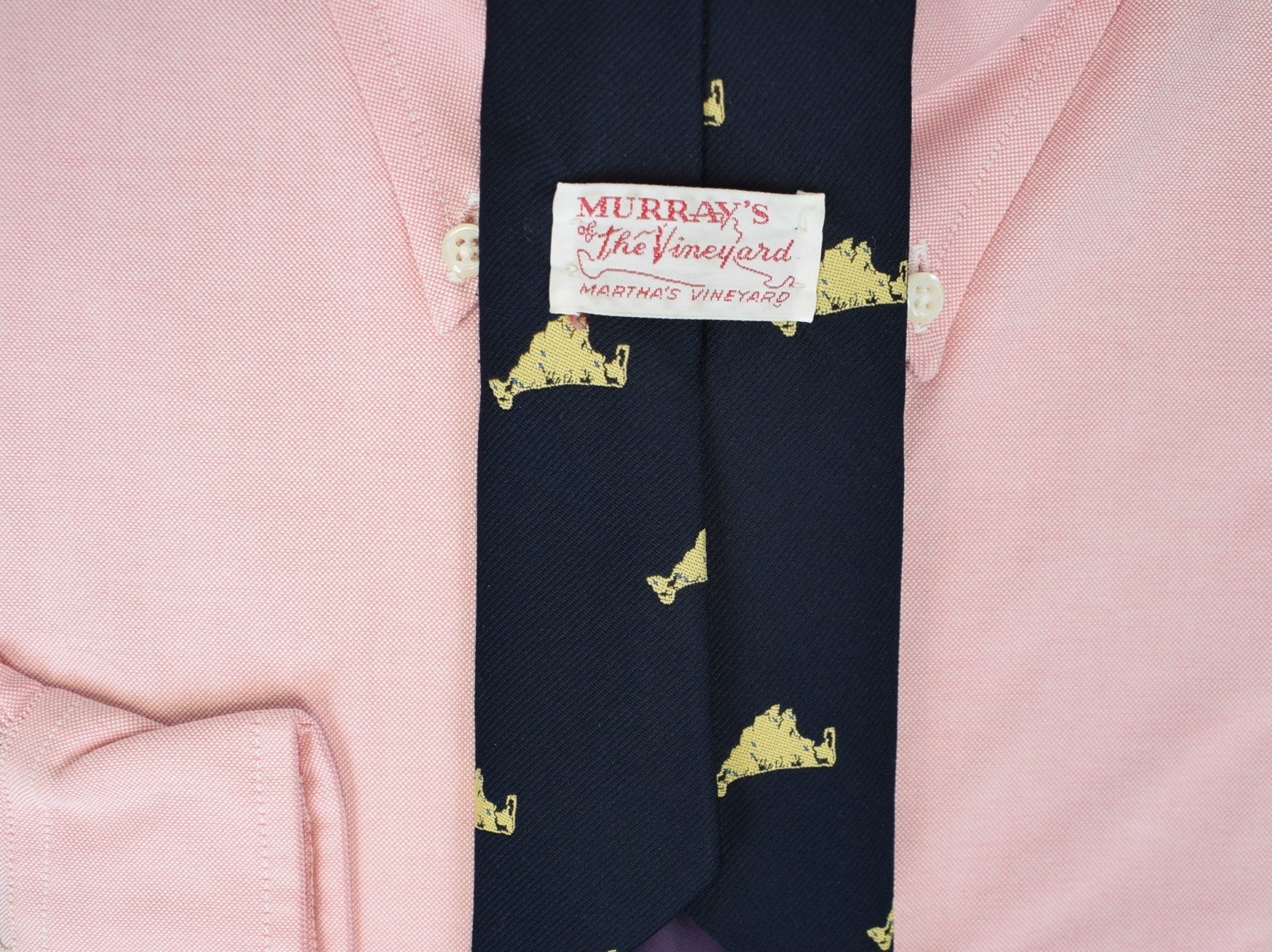 Murray's Martha's Vineyard Yellow Map w/ Navy Poly Club Tie (NWOT)