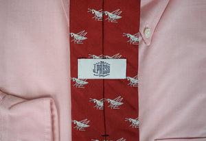 J. Press Red English Silk w/ Silver Grasshopper Club Tie