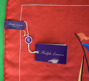 Ralph Lauren Purple Label Made in Italy Red Regatta Sailboat Pocket Square (NWT/ Box)