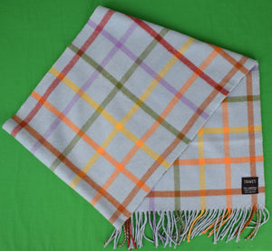 "Drake's Lambswool Sky Blue Windowpane Plaid Scarf Made In Scotland" (SOLD)