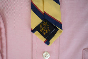 "J. Press Yellow w/ Navy/ Burg Repp Stripe Irish Poplin Wool/ Silk Tie" (SOLD)