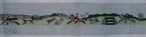 Hand-Painted Needlepoint Fox-Hunt Scene Canvas Belt