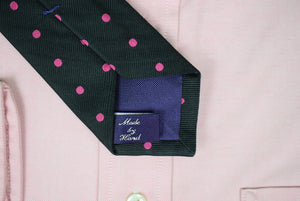 Ralph Lauren Purple Label Hand Made Italian Silk Pink Dot/ Black Tie