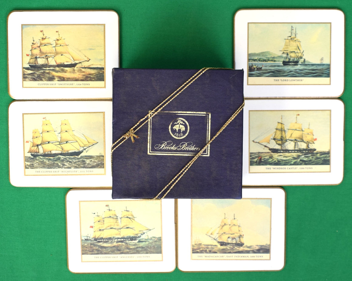 Brooks Brothers Box Set x 6 Clipper Ship Coasters (New In BB Box)