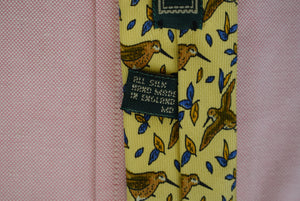 "Holland & Holland x Drake's Yellow English Silk Tie w/ Woodcock Hunt Print"