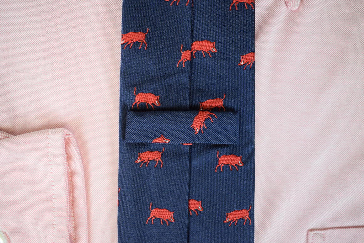 Cordings Navy/ Red Wild Boar Silk Tie