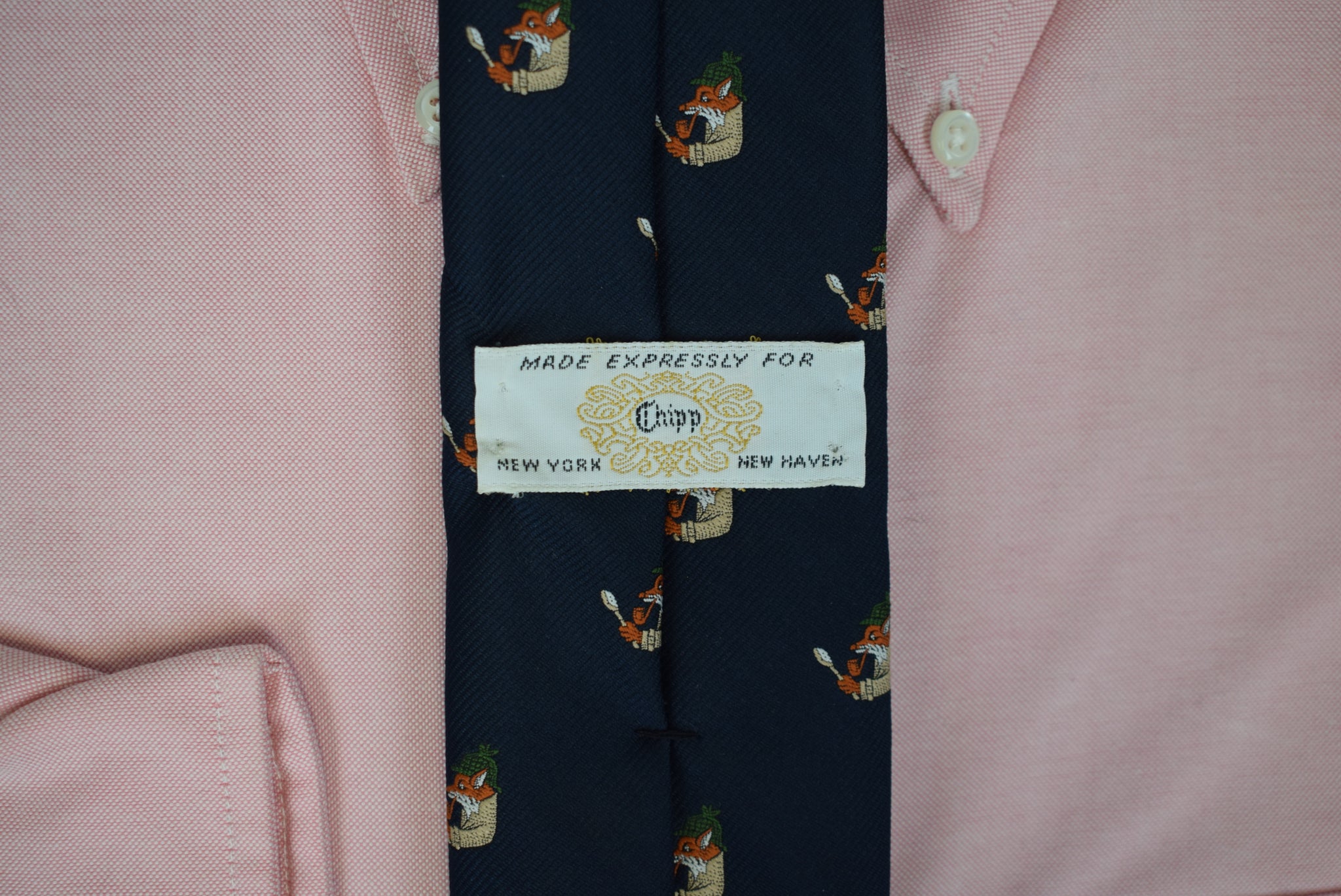 Chipp x Sherlock The Fox Navy Poly Club Tie (LNWOT) (SOLD)