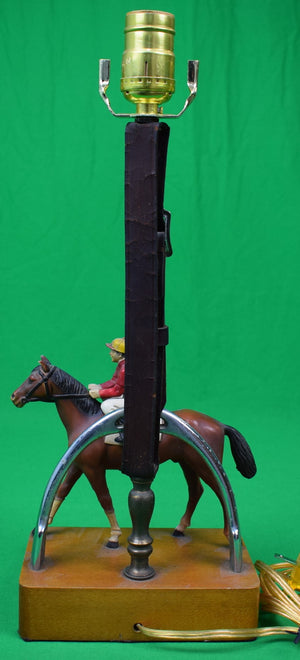 "Jockey/ Racehorse Table Lamp w/ Bridle Strap Column"
