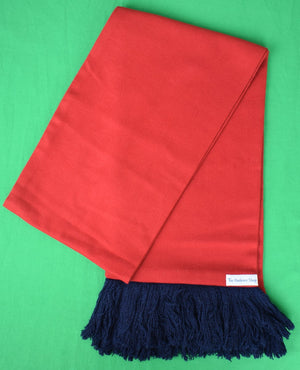 "The Andover Shop Red Wool Scarf w/ Navy Fringe"