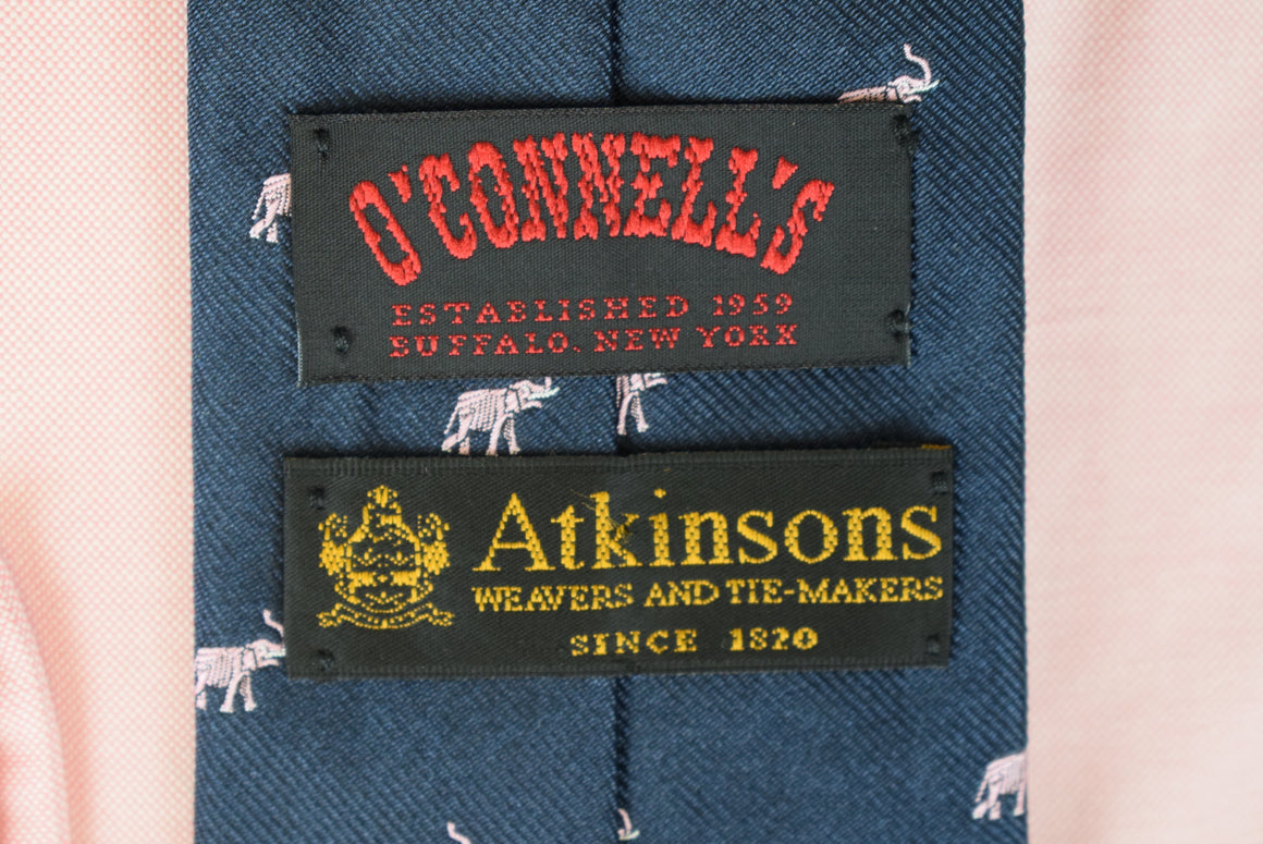 O'Connell's x Atkinsons Navy English Silk w/ Pink Elephant Club Tie