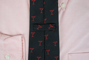 "Polo Ralph Lauren Black Italian Silk w/ Red Martini Glass Club Tie"