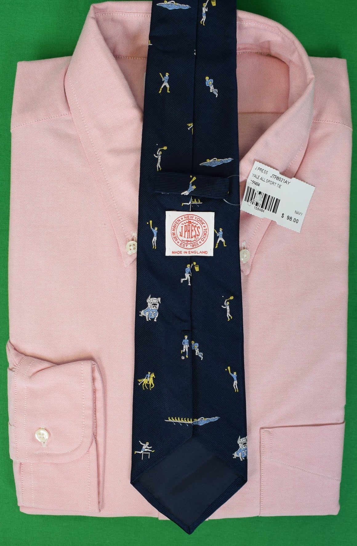 J. Press Made-in-England Yale Sports Club Navy Tie (NWT & Gift Box)