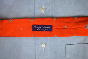 "Ralph Lauren Purple Label Made in England Orange Woven Napoleonic Bee Silk Tie"