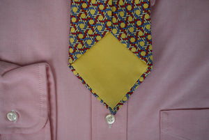 Hermes Paris Yellow w/ Blue Red Print Silk Tie