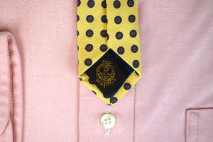O'Connell's x Atkinsons Royal Irish Poplin Yellow Wool/ Silk Tie w/ Navy Dot Print (NWOT)