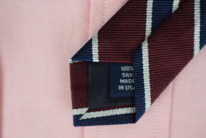 "J. Press Burgundy w/ Navy/ Silver Repp Stripe Silk Tie" (SOLD)