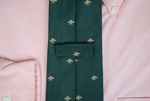 Ralph Lauren Purple Label Made in England Green Woven Napoleonic Bee Silk Tie