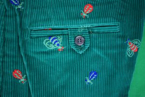 O'Connell's Green Corduroy w/ Embroidered Bug Print Sz 36 NWT
