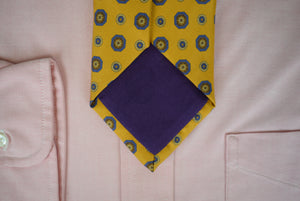 O'Connell's x Seaward & Stearn Gold w/ Purple Foulard English Silk Print Tie