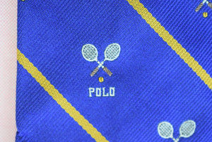 "Polo Ralph Lauren Royal Blue/ Yellow Repp Stripe Italian Silk Tennis Club Tie"