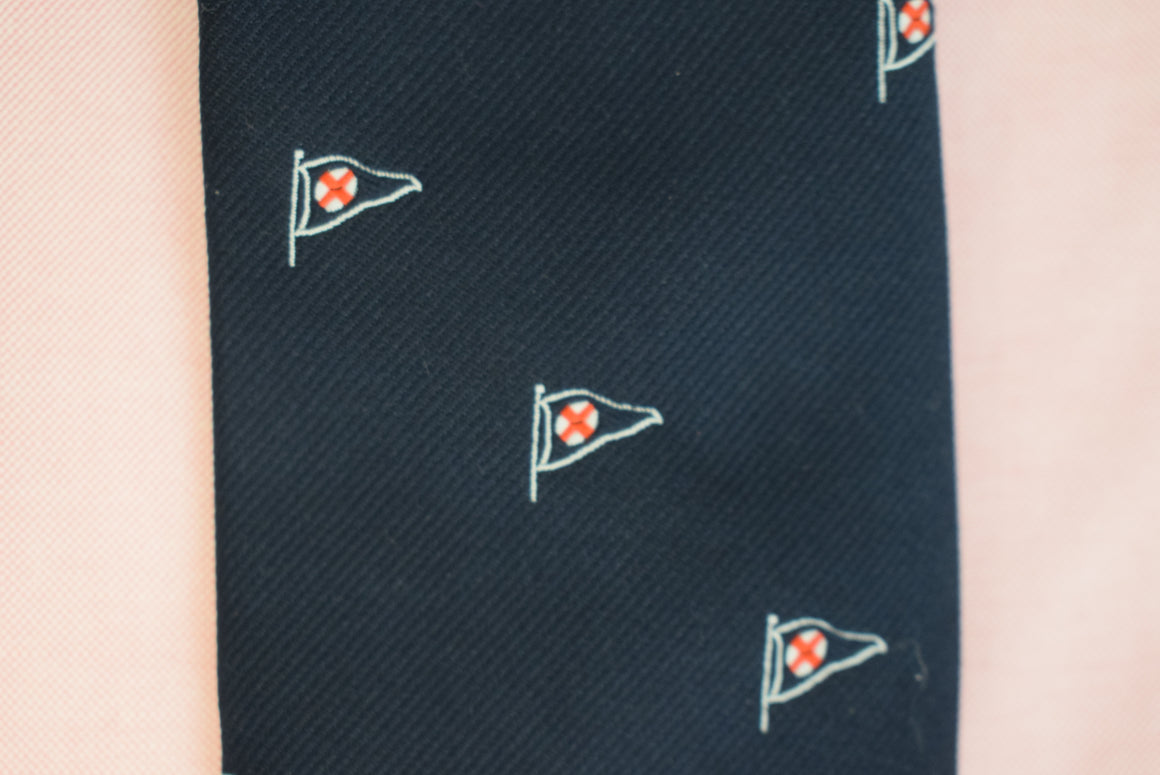 Shelter Island Yacht Club Navy Burgee Flag Members Tie