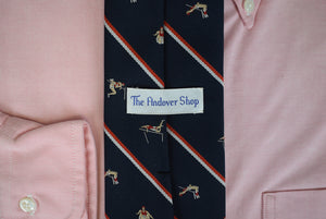 The Andover Shop x Robert Talbott Navy w/ Red/ White Stripe English Silk/ Poly High Jumper Club Tie