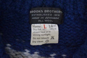 "Brooks Brothers Made in Denmark Navy w/ Turq Fair Isle Wool Sweater" Sz L