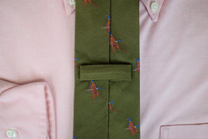 Cordings Olive Pheasant Hunter English Silk Tie