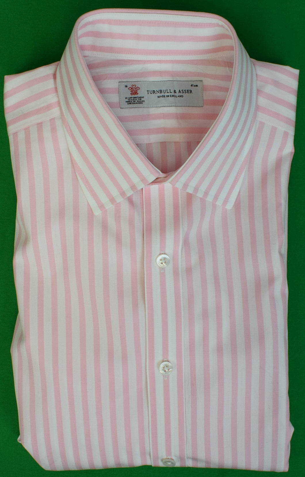 Turnbull & Asser Pink & White Candy Stripe Shirt w/ T&A Collar & 3-Bu Turnbull & Asser Pink & White Candy Stripe Shirt w/ T&A Collar & 3-Bu
