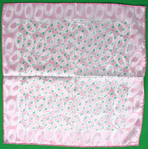 "Ralph Lauren Pink Jacquard w/ Green Foulard Print Silk Pocket Square" (SOLD)