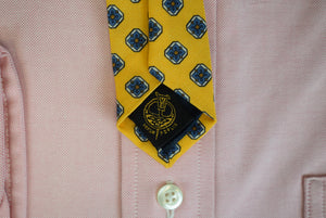 O'Connell's x Atkinsons Irish Poplin Wool/ Silk Yellow w/ Blue Foulard Tie (NWOT)