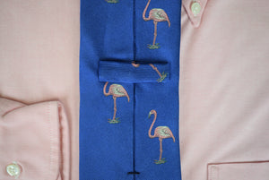 "The Andover Shop Royal Blue w/ Pink Flamingo Silk Club Tie"