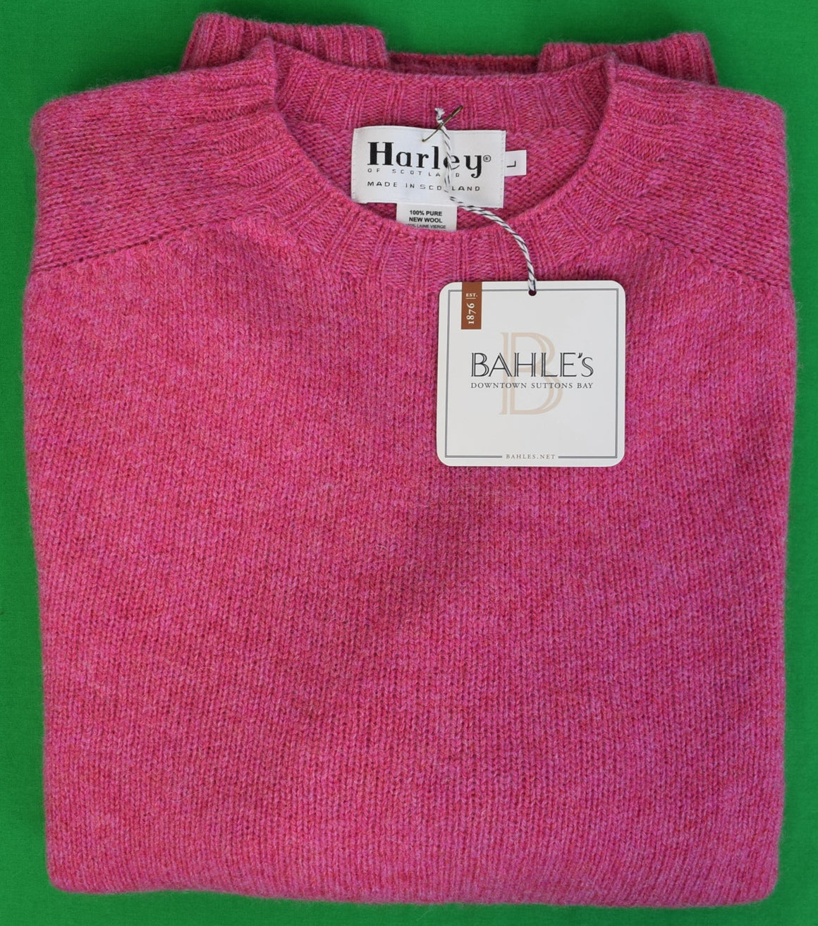 Harley Of Scotland Blush Shaggy Dog Shetland Wool Crewneck Sweater Sz L (NWT)