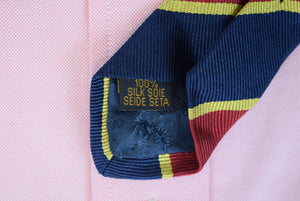 O'Connell's x Atkinsons English Silk Navy/ Burg/ Yellow Regimental Stripe Tie