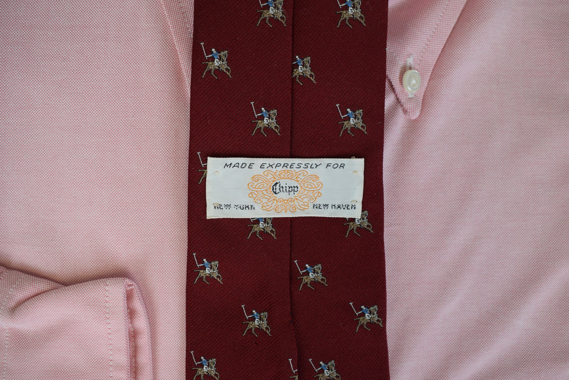 Chipp Burgundy English Silk/ Poly Polo Club Tie