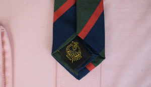 The Andover Shop x Atkinsons Royal Irish Poplin Olive w/ Navy & Red Repp Stripe Tie (NWOT)