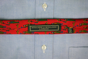 Holland & Holland x Drakes English Red Silk Huntsman's Print Tie