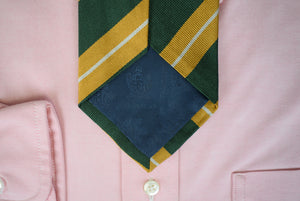 O'Connell's x Atkinsons Green w/ Gold/ White Repp Stripe Irish Silk Tie