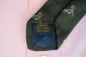 O'Connell's x Atkinsons Wool/ Silk Olive Tie w/ Mallard Print (NWOT)